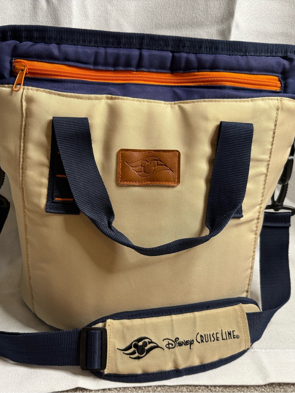 Disney Cruise Line DCL Insulated Cooler Tote Bag Navy Cream Orange Mickey (3)